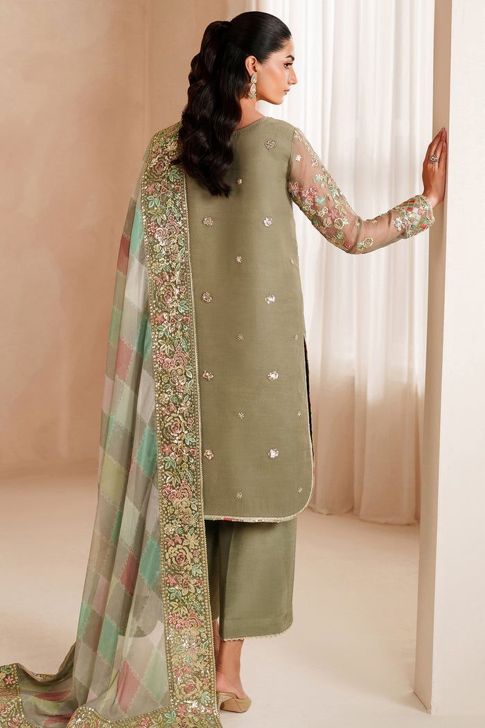 Pure Chiffon Heavy Embroidered Wedding Dress - WW438