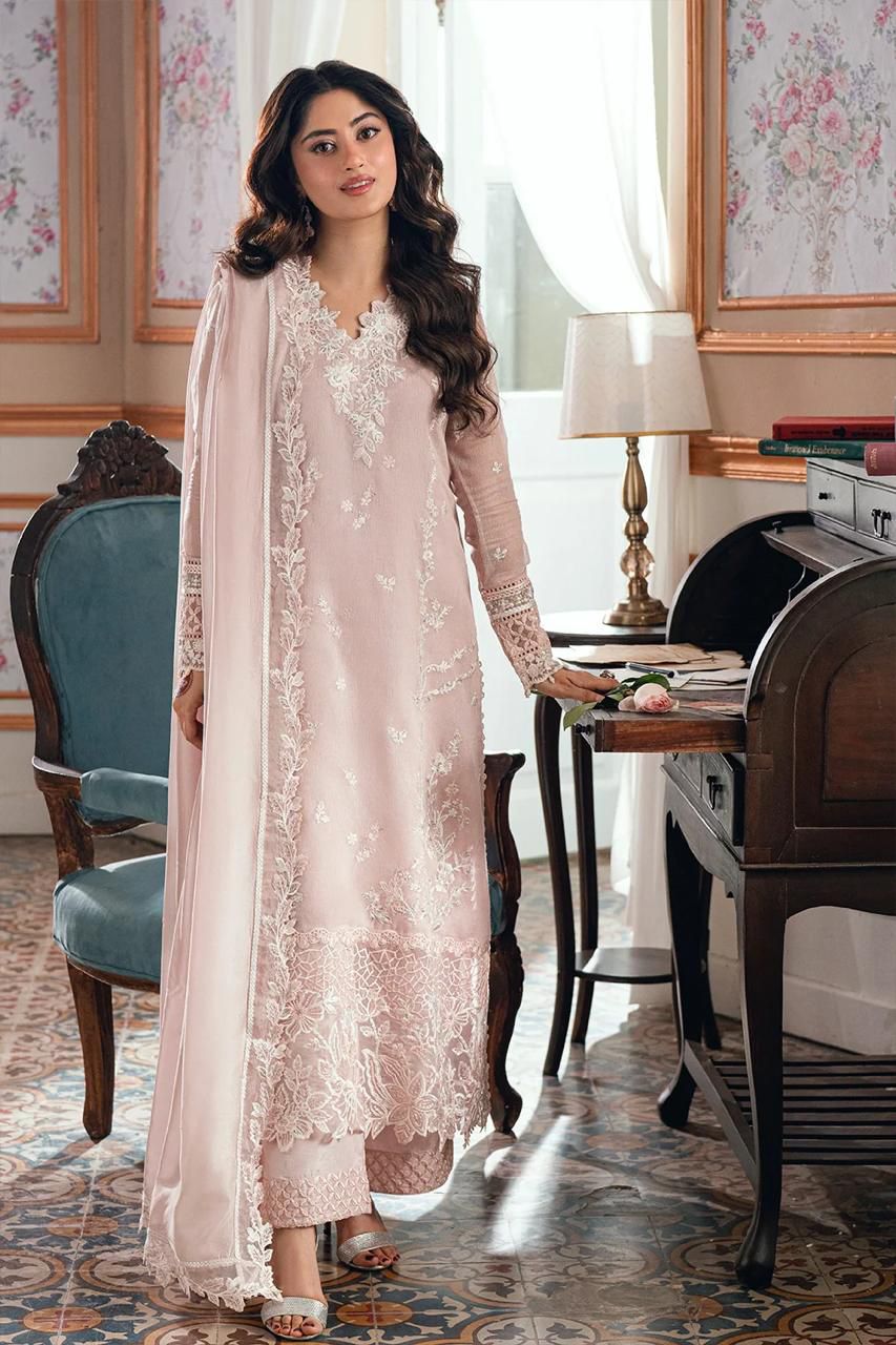 Pure Chiffon Heavy Embroidered Wedding Dress - WW437