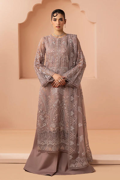 Pure Chiffon Grey Embroidered Formal Dress - WW522