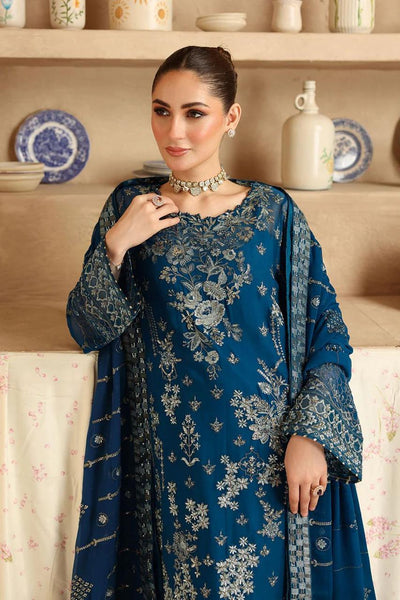 Pure Chiffon Royal Blue Embroidered Formal Dress - PW520