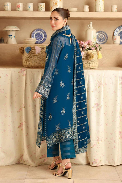 Pure Chiffon Royal Blue Embroidered Formal Dress - PW520