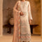Pure Chiffon Cream & Pink Embroidered Dress - WW607