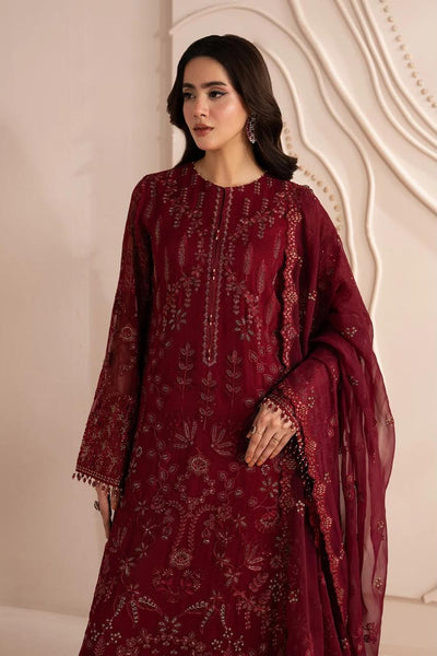 Pure Chiffon Red Embroidered Dress - WW605
