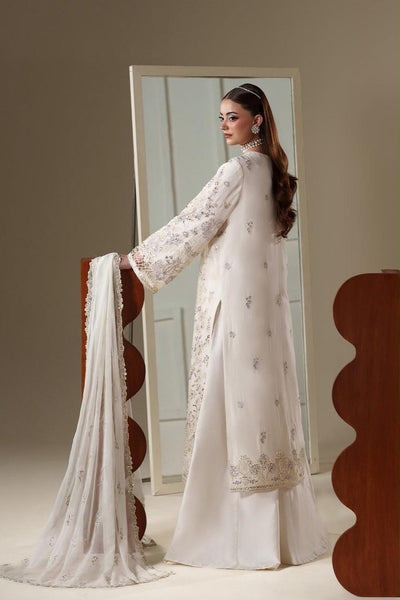 Pure Chiffon Off White Embroidered Dress - WW604