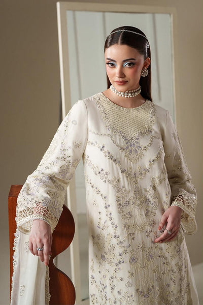 Pure Chiffon Off White Embroidered Dress - WW604