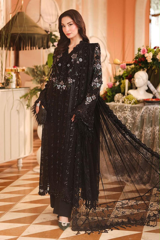 Pure Chiffon Black Embroidered Dress - WW605