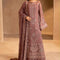 Pure Chiffon Dusted Brown Embroidered Dress - WW608