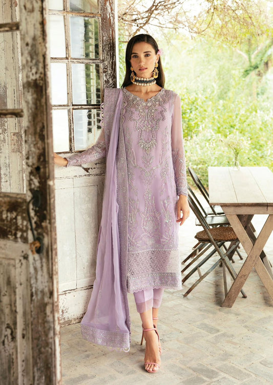 Pure Chiffon Purple Embroidered Dress : PW211
