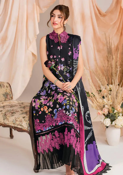 Pure Lawn Black Embroidered Dress - LL224