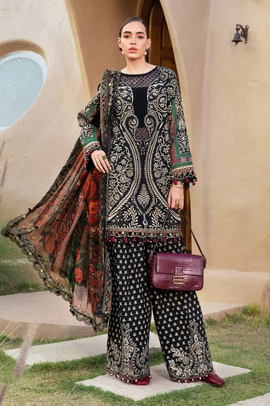 Pure Lawn Black Embroidered Dress - LL222