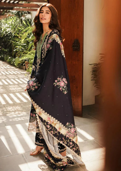 Pure Lawn Black Embroidered Dress - LL221