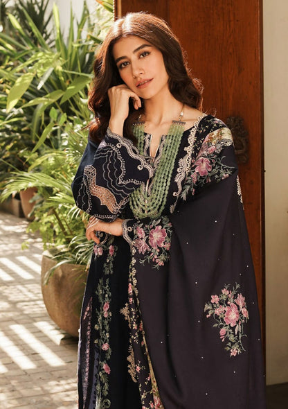 Pure Lawn Black Embroidered Dress - LL221