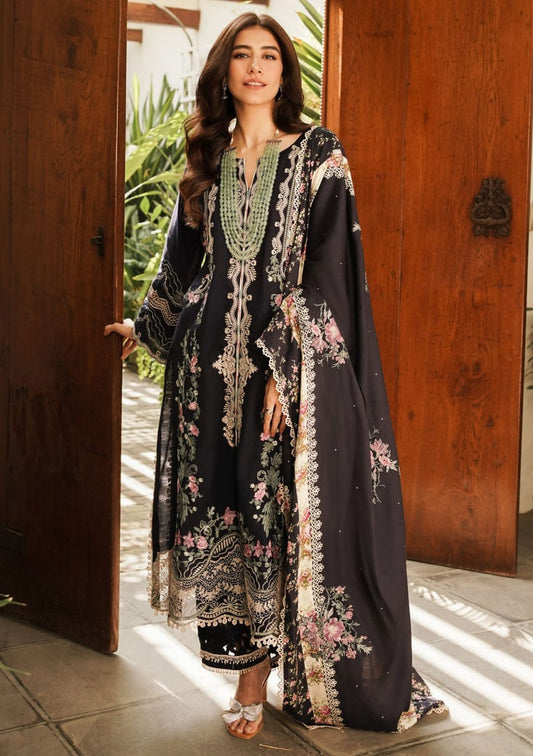Pure Lawn Black Embroidered Dress - LL221