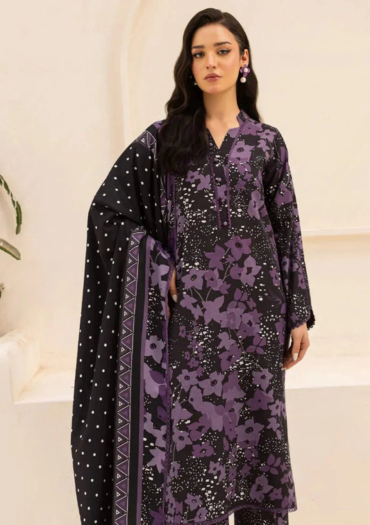 Pure Lawn Purple Embroidered Dress - LL217