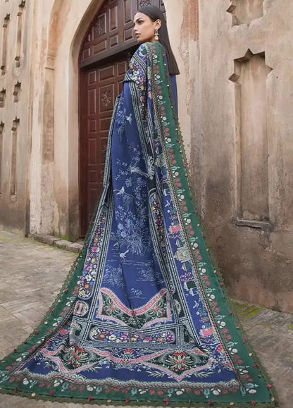 Pure Lawn Blue Embroidered Dress - LL204