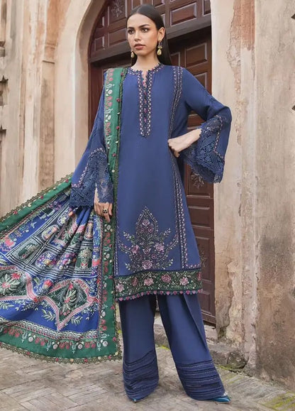 Pure Lawn Blue Embroidered Dress - LL204