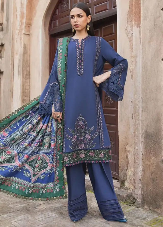 Pure Lawn Blue Embroidered Dress - LL204