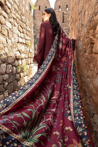 Pure Lawn Mahroon Embroidered Dress - LL205