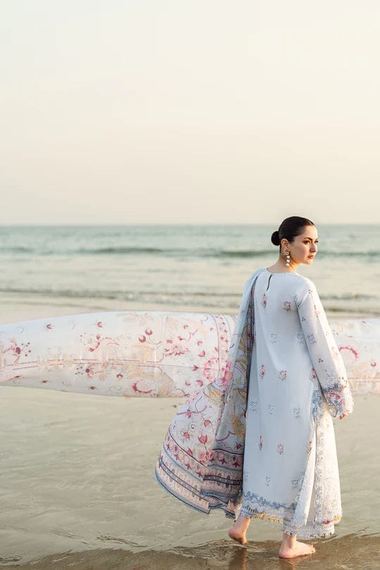 Pure Lawn Off White Chickenkari Dress - LL207