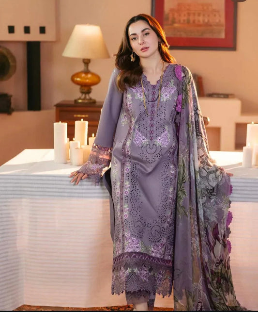 Pure Lawn Purple Embroidered Dress - LL206