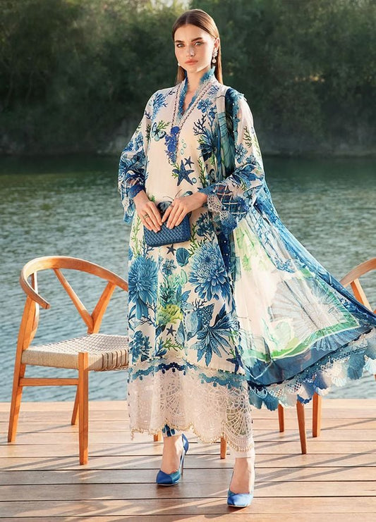 Pure Lawn Blue Digital Embroidered Dress - LL200
