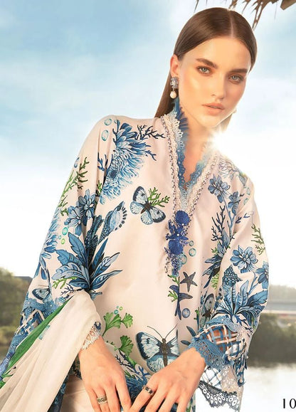 Pure Lawn Blue Digital Embroidered Dress - LL200