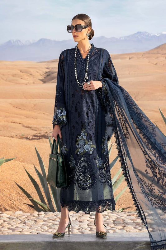 Pure Lawn Navy Blue Chickenkari Dress - LL235
