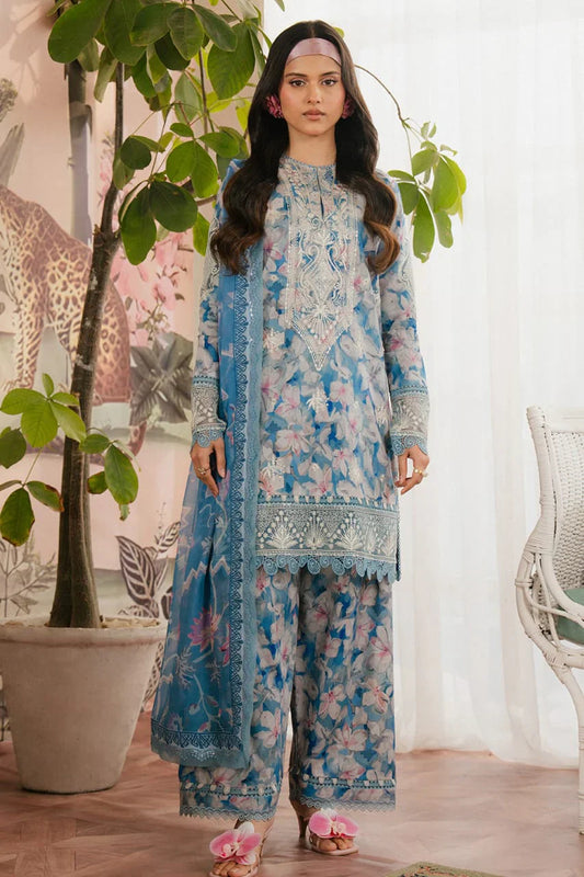 Pure Lawn Sky Blue Embroidered Dress - LL239