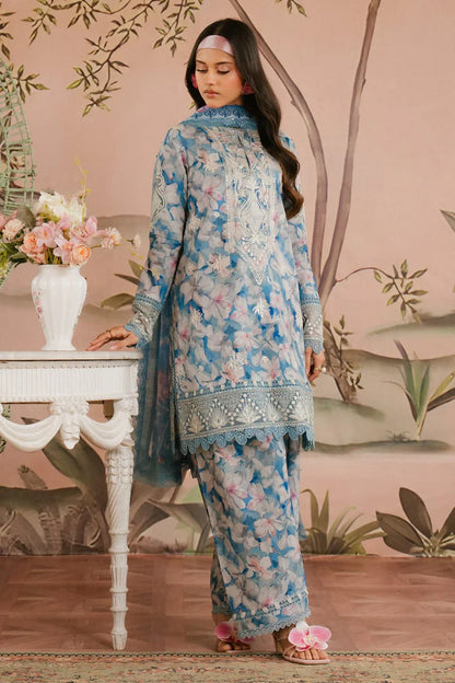 Pure Lawn Sky Blue Embroidered Dress - LL239