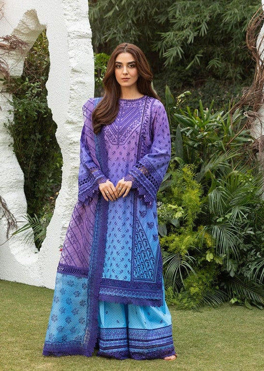 Pure Lawn Purple Tie & Die Embroidered Dress - LL241