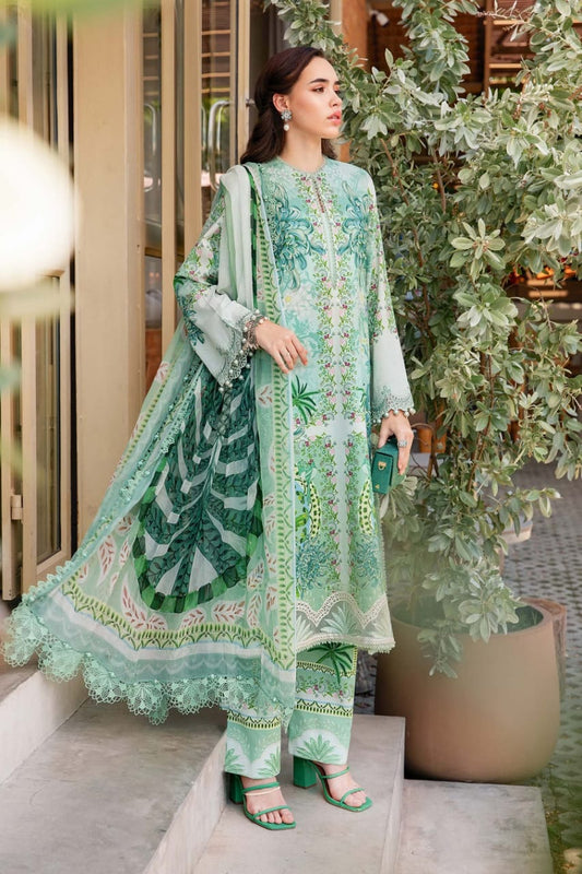 Pure Lawn Green Embroidered Dress - LL252