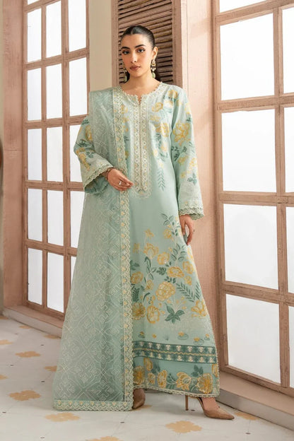 Pure Lawn Pista Green Embroidered Dress - LL258