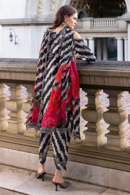 Pure Lawn Black & White Embroidered Dress - LL259