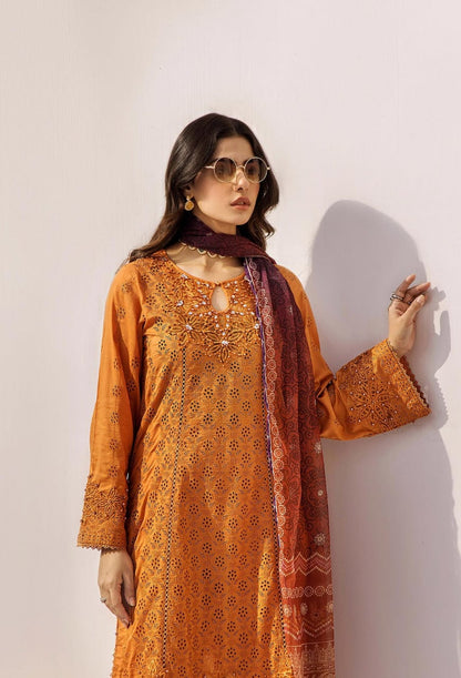 Pure Lawn Rust Embroidered Dress - LL245