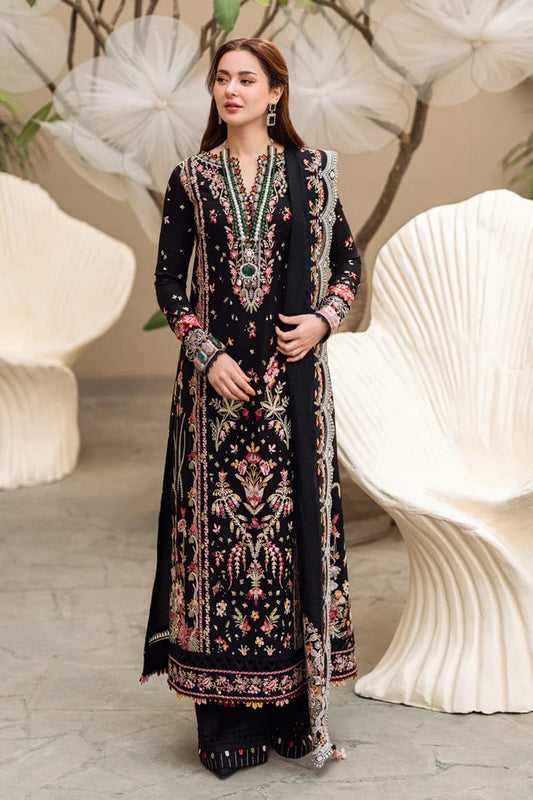 Pure Lawn Black Embroidered Dress - LL242