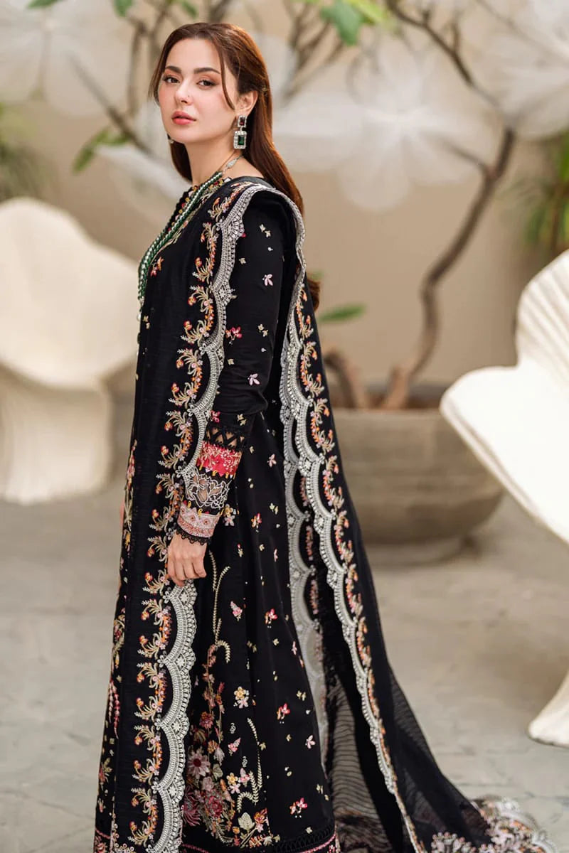 Pure Lawn Black Embroidered Dress - LL242