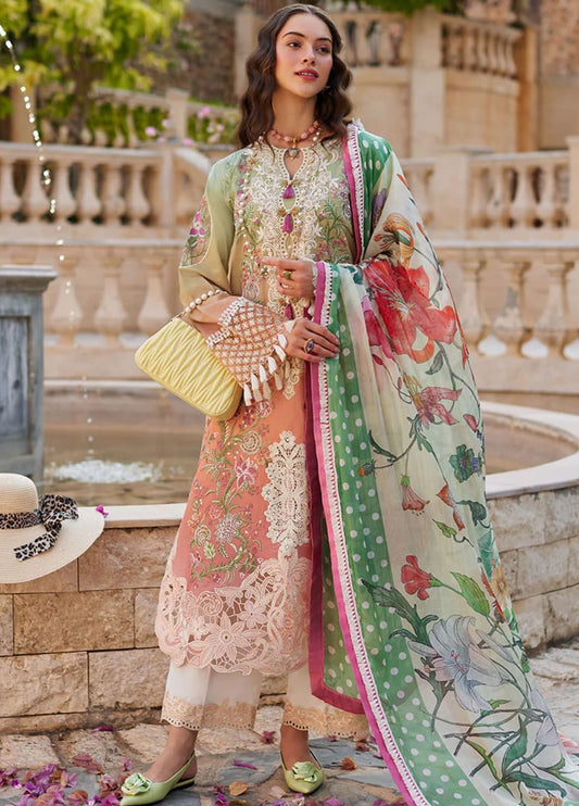 Pure Lawn Multi Tie & Die Embroidered Dress - LL241