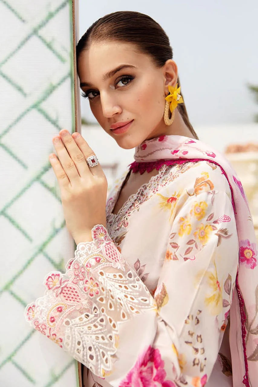 Pure Lawn White Multi Embroidered Dress - LL236
