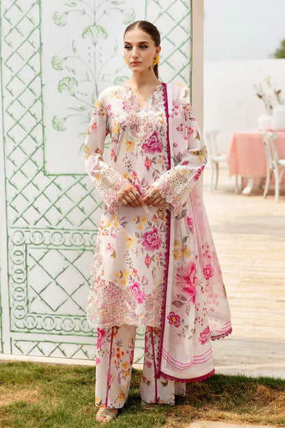Pure Lawn White Multi Embroidered Dress - LL236