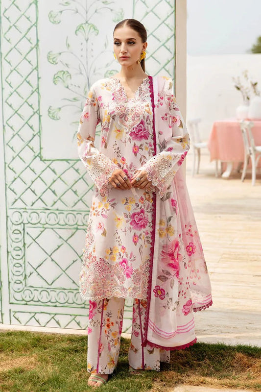 Pure Lawn White Multi Embroidered Dress - LL236