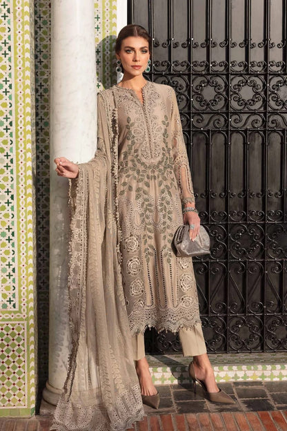 Pure Lawn Skin Brown Embroidered Dress - LL235