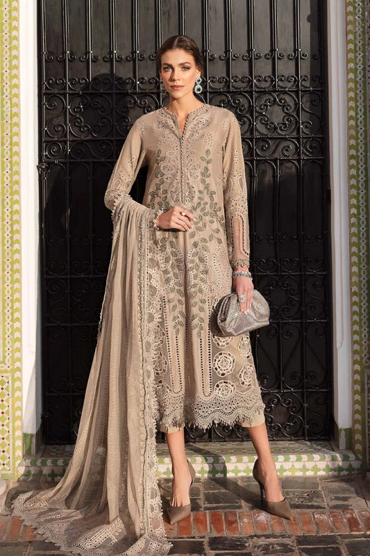 Pure Lawn Skin Brown Embroidered Dress - LL235