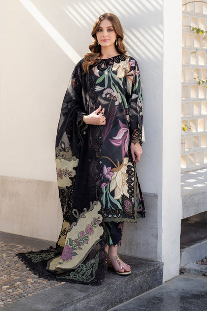 Pure Lawn Black Multi Embroidered Dress - LL233