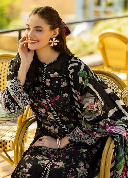 Pure Lawn Black Embroidered Dress - LL229