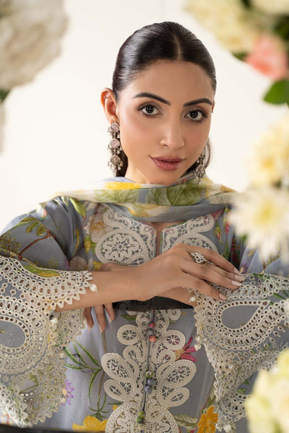 Pure Lawn Grey Lawn Embroidered Dress - LL304