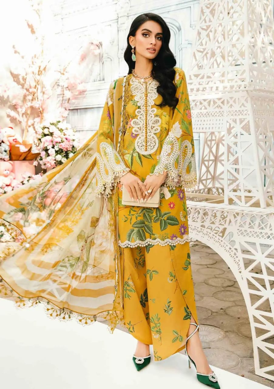 Pure Lawn Mustard Lawn Embroidered Dress - LL305