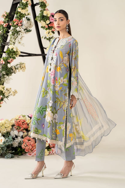 Pure Lawn Grey Lawn Embroidered Dress - LL304