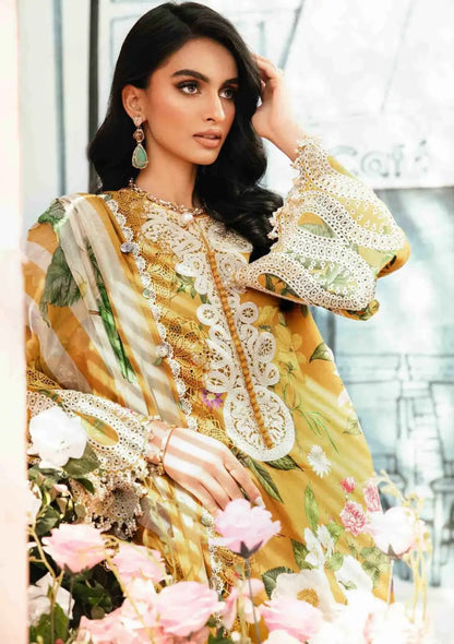 Pure Lawn Mustard Lawn Embroidered Dress - LL305