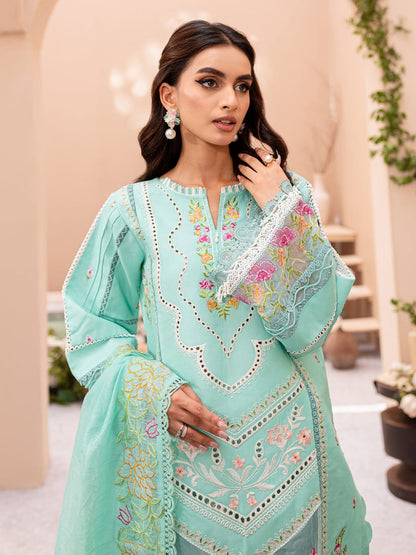 Pure Lawn Aqua Green Embroidered Dress : LL291