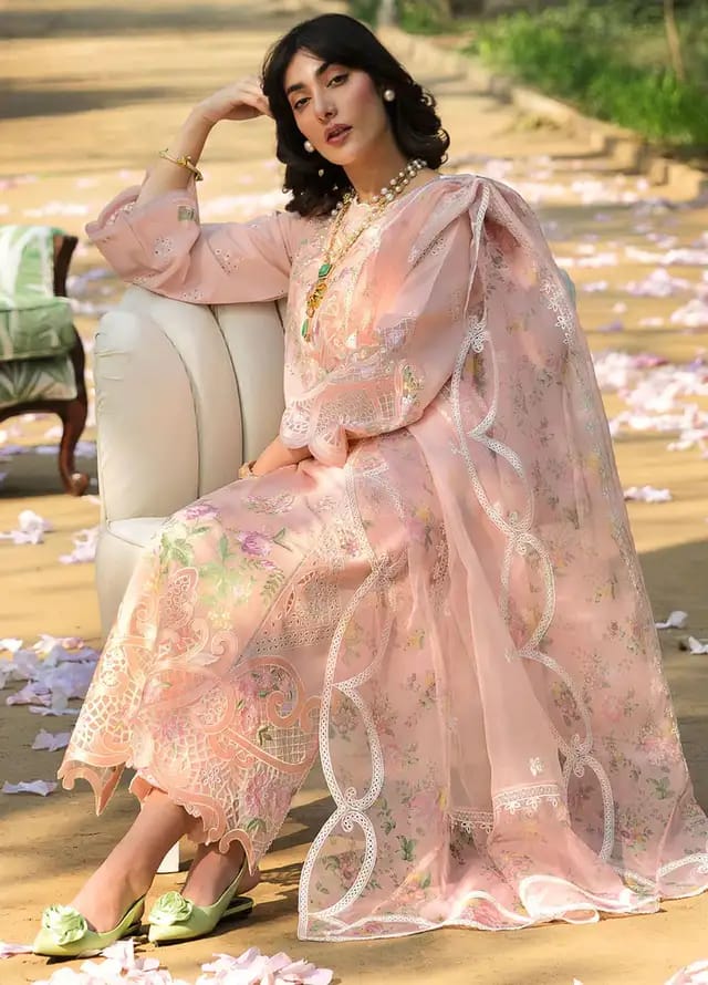 Pure Lawn Peach Chickenkari Dress - LL310